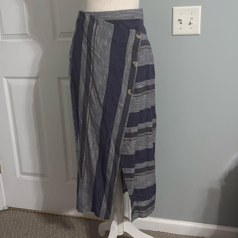 Free People asymmetrical button up wrap skirt
